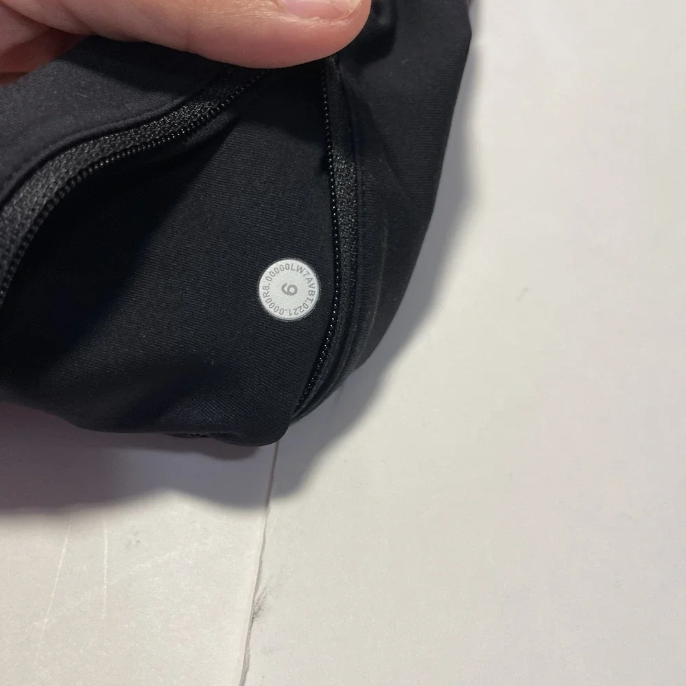 Lululemon Run Speed Shorts Black 6 Back Zip Logo Lined Sporty Training